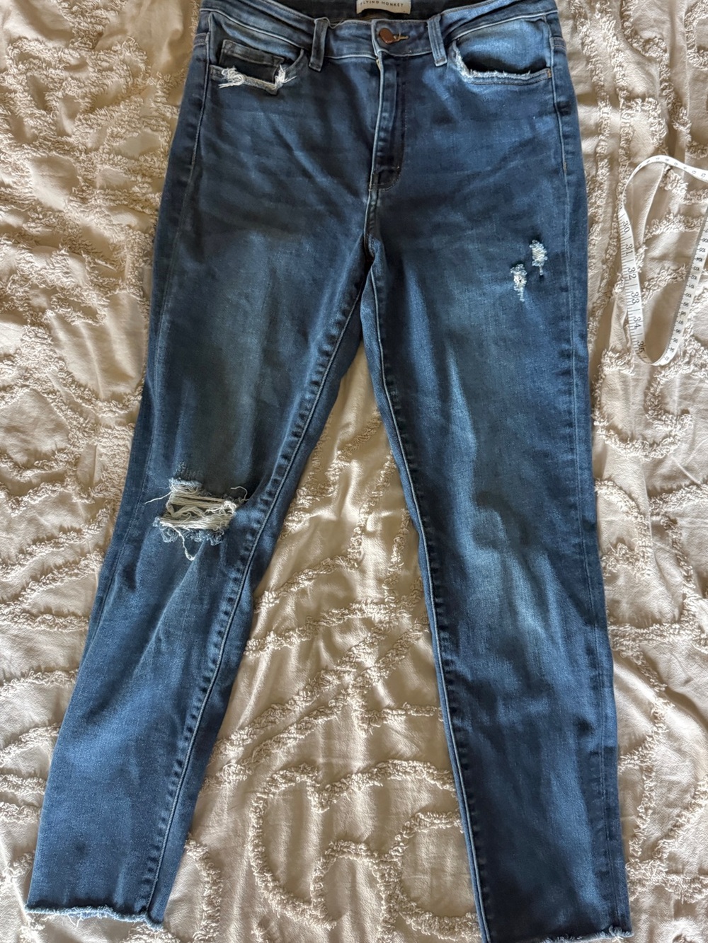 Flying Monkey Distressed Dark Blue Skinny Jeans